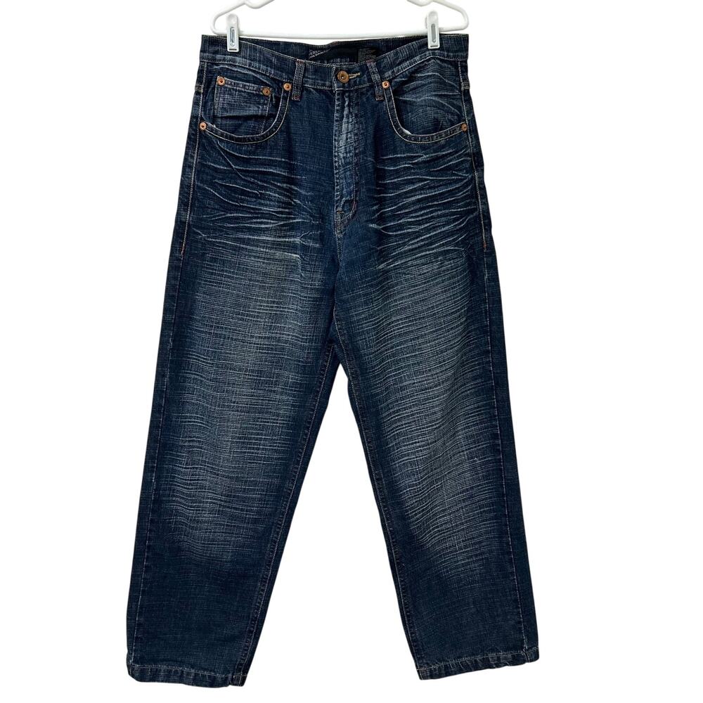 Source Jeans Vintage Men’s Size 34x32 Whiskered Jeans Baggy Y2K Skater Grunge
